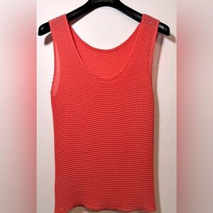 Babette Crinkle Sheer Sleeveless Top Coral/Orange Size Medium EUC